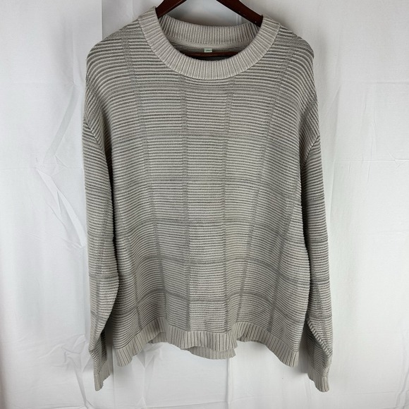 Lululemon Lab Reflective Knit Crewneck Sweater Men's Large Beige Gray Heavy